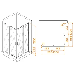 Душевой уголок RGW PA-030 100x100 см 350803000-21 профиль хром, стекло матовое-сатинат