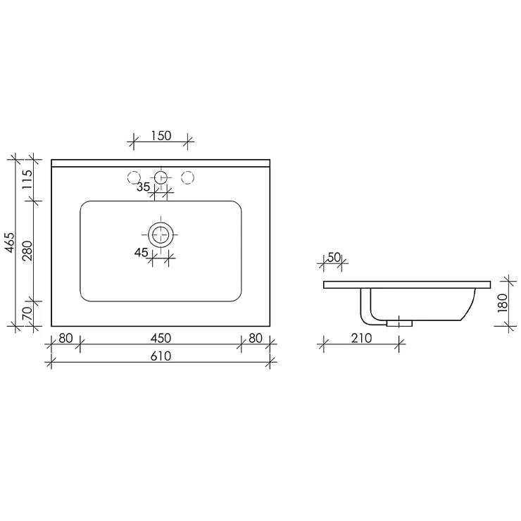Раковина встраиваемая Ceramica Nova Element 60см CN7001 белая глянцевая