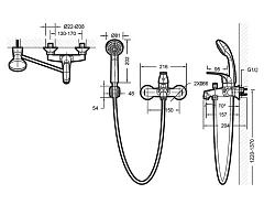 Смеситель для ванны с душем Bravat FIT 2-1 F6135188СР-В хром