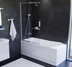 Акриловая ванна AM.PM Like 170x70 с каркасом, шторкой и душевой системой W80ASET-170SL белый, хром