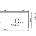 Столешница Sancos 140 TT140A1 без отверстия под смеситель, black sky