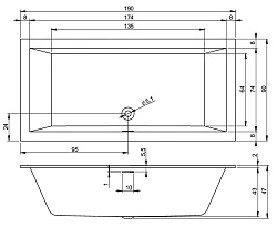 Акриловая ванна Riho Rething Cubic 190x90 Plug & Play B109022005 правая, белая глянцевая