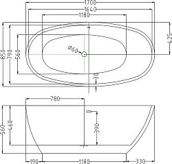 Акриловая ванна ESBANO Sophia 170x85 ESVASOPHW белая глянцевая