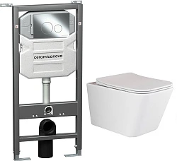 Система инсталляции для унитазов Ceramica Nova Envision Round CN1001CH с кнопкой и унитазом CN3007 