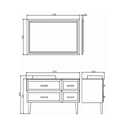 Тумба с раковиной Comforty Империя 120 00-00003852CF белая, с антрацитовой столешницей