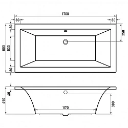 Акриловая ванна BERGES TARI 170x80 с каркасом 050030 белая глянцевая