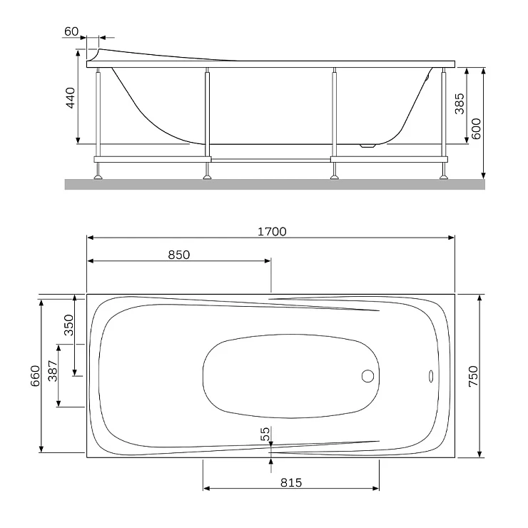 Экран AM.PM Sensation 170x75 W30A-170-075W-P белый