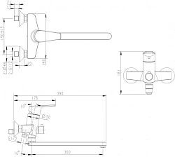 Смеситель для ванны с душем Bravat Line F65299C-1L хром