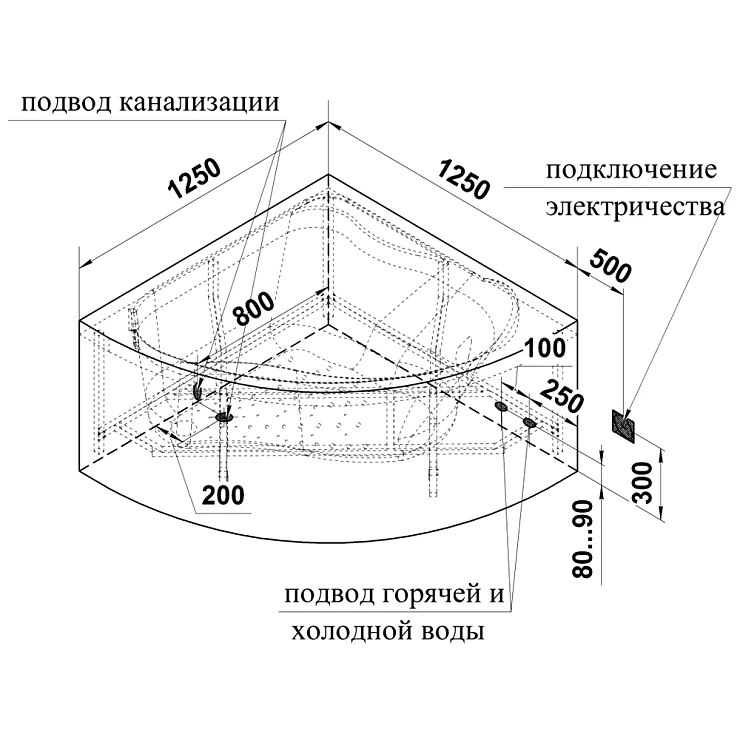 Акриловая ванна Radomir Vannesa Альтея 125x125 см 2-01-0-0-1-219 белая глянец