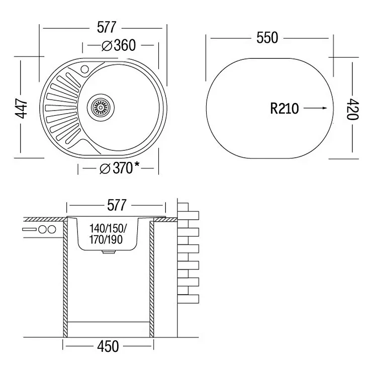 Кухонная мойка Ukinox Фаворит 58х45см FAL577.447 -GT8K 1R хром