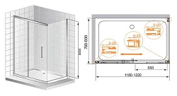 Душевой уголок Cezares Premier Soft 120x80см PREMIER-SOFT-W-AH-1-120/80-C-Cr-IV хром, прозрачное
