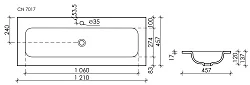 Раковина встраиваемая Ceramica Nova Grace 120см CN7017MB черная матовая