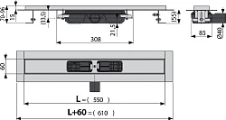 Душевой лоток AlcaPlast APZ101 550 с опорами, хром