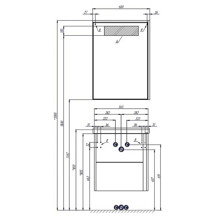 Зеркало-шкаф Aquaton Стоун 60 1A231502SX010 белый