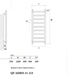 Полотенцесушитель электрический Приоритет Quadro 11 120х50 EQ11-125/9005PBRT4 черный