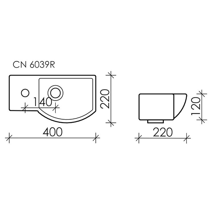 Раковина подвесная Ceramicanova Element 45 L CN6038L белая глянец