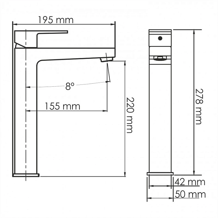 Смеситель для раковины Wasserkraft Abens 2003H черный матовый