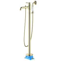 Напольный смеситель для ванны с душем Aquatek Классик AQ1545PG с внутренней частью, полированное зол