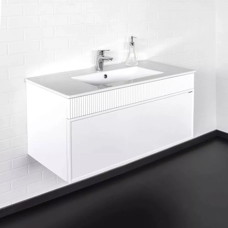 Тумба с раковиной Comforty Мадрид 100 белая матовая (раковина Comforty 100E)