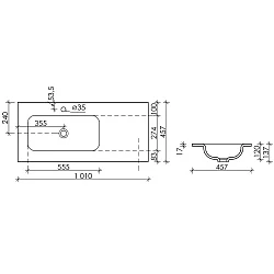 Раковина встраиваемая Ceramica Nova Grace 100см CN7014 белая