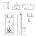 Инсталляция с подвесным унитазом и клавишей AM.PM Sense IS48051.741700