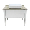 Тумба с раковиной Comforty Лондон 90-1 00-00006547 белая глянцевая, с бежевой столешницей