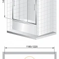 Шторка на ванну Cezares Trio 180x145см TRIO-V-22-180/145-C-Cr профиль хром, стекло прозрачное