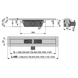 Душевой лоток AlcaPlast APZ1 650 с опорами, хром