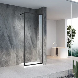 Душевая перегородка Veconi Korato KR-81B 90см KR81B-90-01-C8 профиль черный, стекло прозрачное