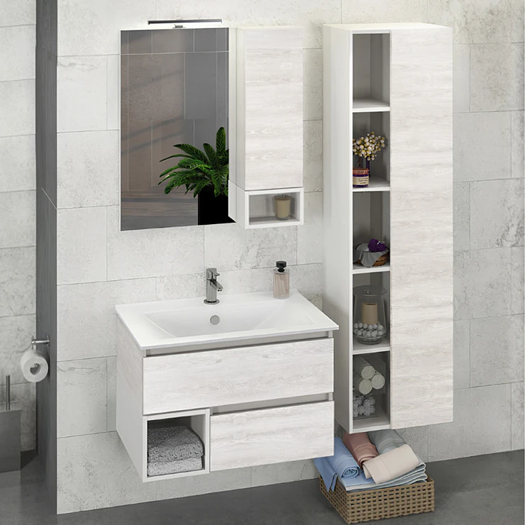 Тумба с раковиной Comforty Турин 75 00004147332CF дуб белый