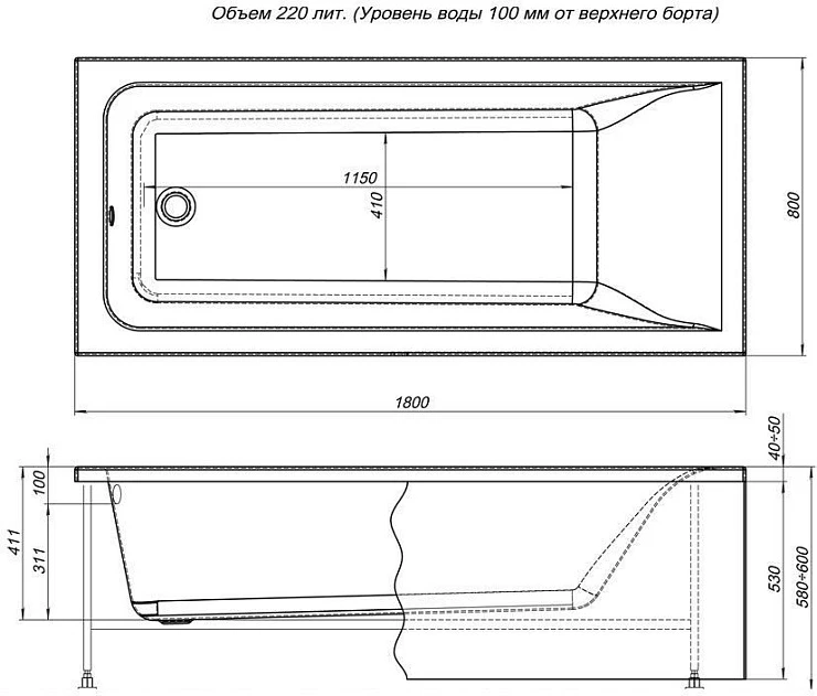 Акриловая ванна Aquanet Bright 180x80 со шторкой Aquanet Alfa 4 NF6222-pivot 232987 + 196049 белая