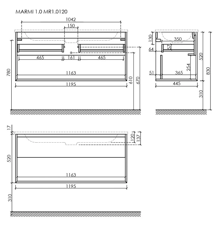 Тумба под раковину Sancos Marmi 1.0 120 MR1.0120EG дуб галифакс натуральный