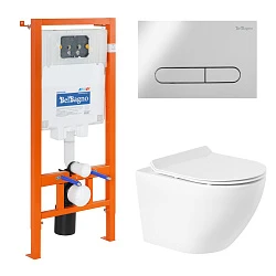 Комплект системы инсталляции BelBagno с унитазом и кнопкой BB046CHR/BB2111SC/BB002-80/BB005-PR-CHROM