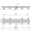 Дренажный канал MCH Klasik/Floor CH 850 KN с решеткой, бок. сливом и нерж. рамкой, D40