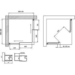 Душевой уголок Vegas Glass ZA-F Novo h2000 120*90 02М 01 профиль черный матовый, стекло прозрачное