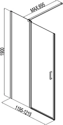 Душевая дверь в нишу Aquanet Cinetic 120см AE12-N-120H190U-CT профиль хром, стекло прозрачное
