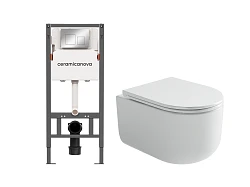 Комплект инсталляции Ceramica Nova CN121002CH с унитазом CN4006, кнопка хром глянец