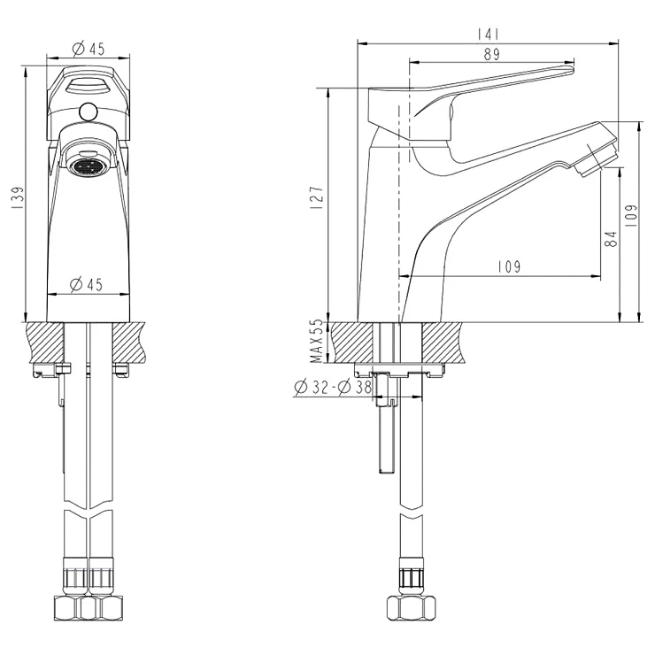 Смеситель для раковины Bravat Eco-D F193158C хром