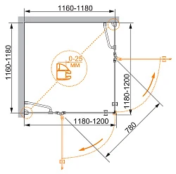 Душевой уголок Cezares Verona 120x120см VERONA-W-A-2-120-P-Cr профиль хром, стекло рифленое