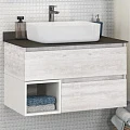 Тумба с раковиной Comforty Прага 75 00-00004198 дуб белый, с антрацитовой столешницей