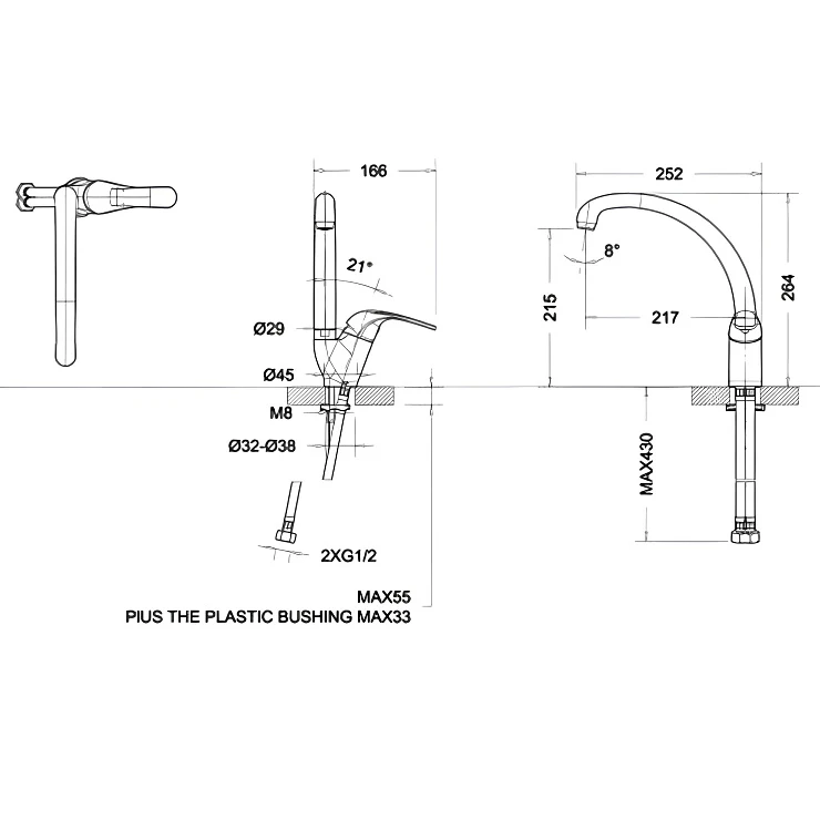 Смеситель для кухни Bravat FIT F7135188CP-1-RUS хром