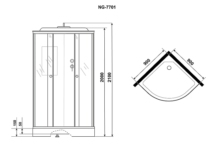 Душевая кабина Niagara Luxe 90x90см NG-7701M профиль хром