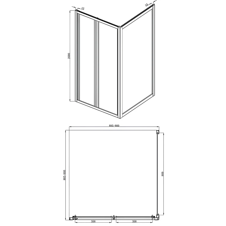 Душевой уголок Bravat Drop 90x90см BS090.2120A профиль хром, стекло прозрачное