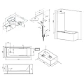 Акриловая ванна AM.PM Gem 150x70 с каркасом, шторкой и душевой системой W90ASET-150D8 белая матовая