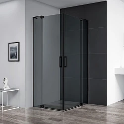 Душевой уголок Cezares Slider 80x80см SLIDER-A-2-70/80-GRIGIO-NERO профиль черный, стекло серое