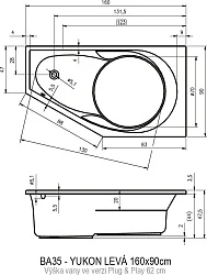 Акриловая ванна Riho Yukon 160x90 Plug & Play B009012005 левая, белая глянцевая