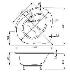 Акриловая ванна Vagnerplast Plejada 150x150 VPBA150PLE3X-04 белая глянцевая