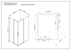 Душевой уголок Vincea Slim 100х80см VSS-2SL8010CLB-R профиль черный матовый, стекло прозрачное