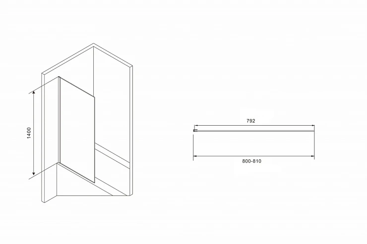 Шторка на ванну ABBER Immer Offen 80x140см AG71080B профиль черный, стекло прозрачное