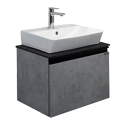 Тумба с раковиной Comforty Эдинбург 60 00-00001928CF бетон светлый, с черной столешницей